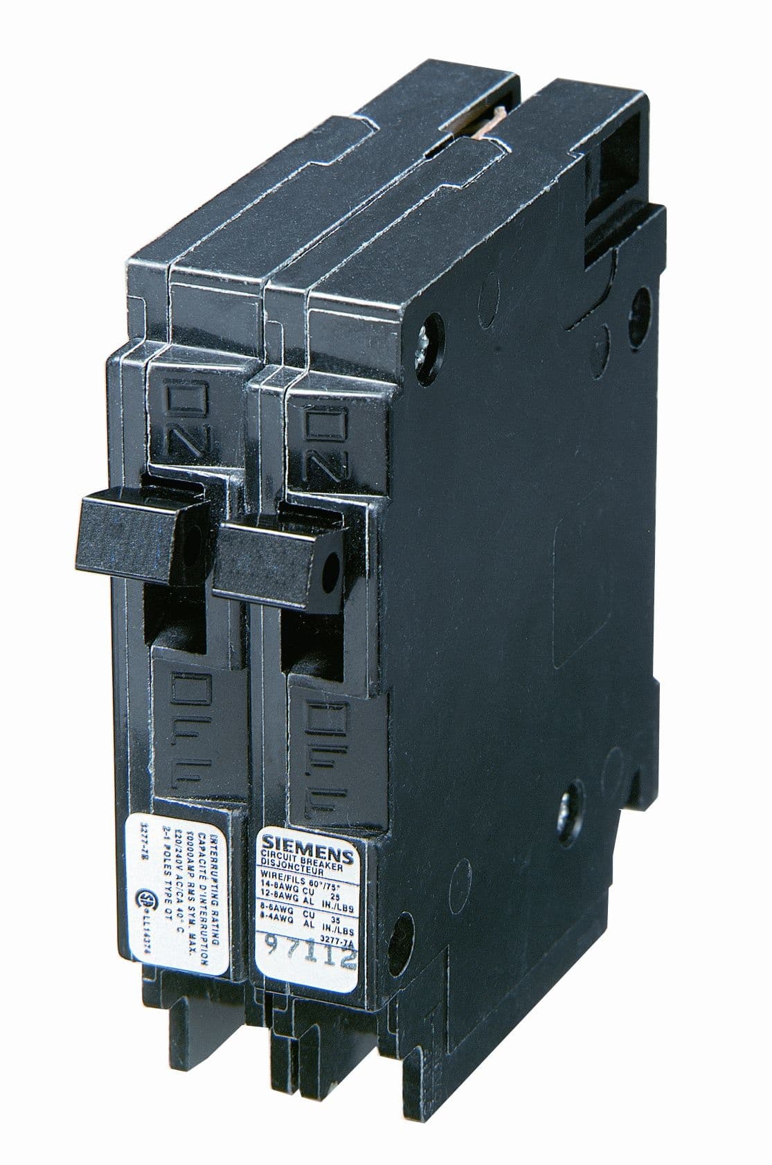 SIEMENS Q1515NC Space Saving Type Q Breaker, Black, 15A, 120V, 1 Pole