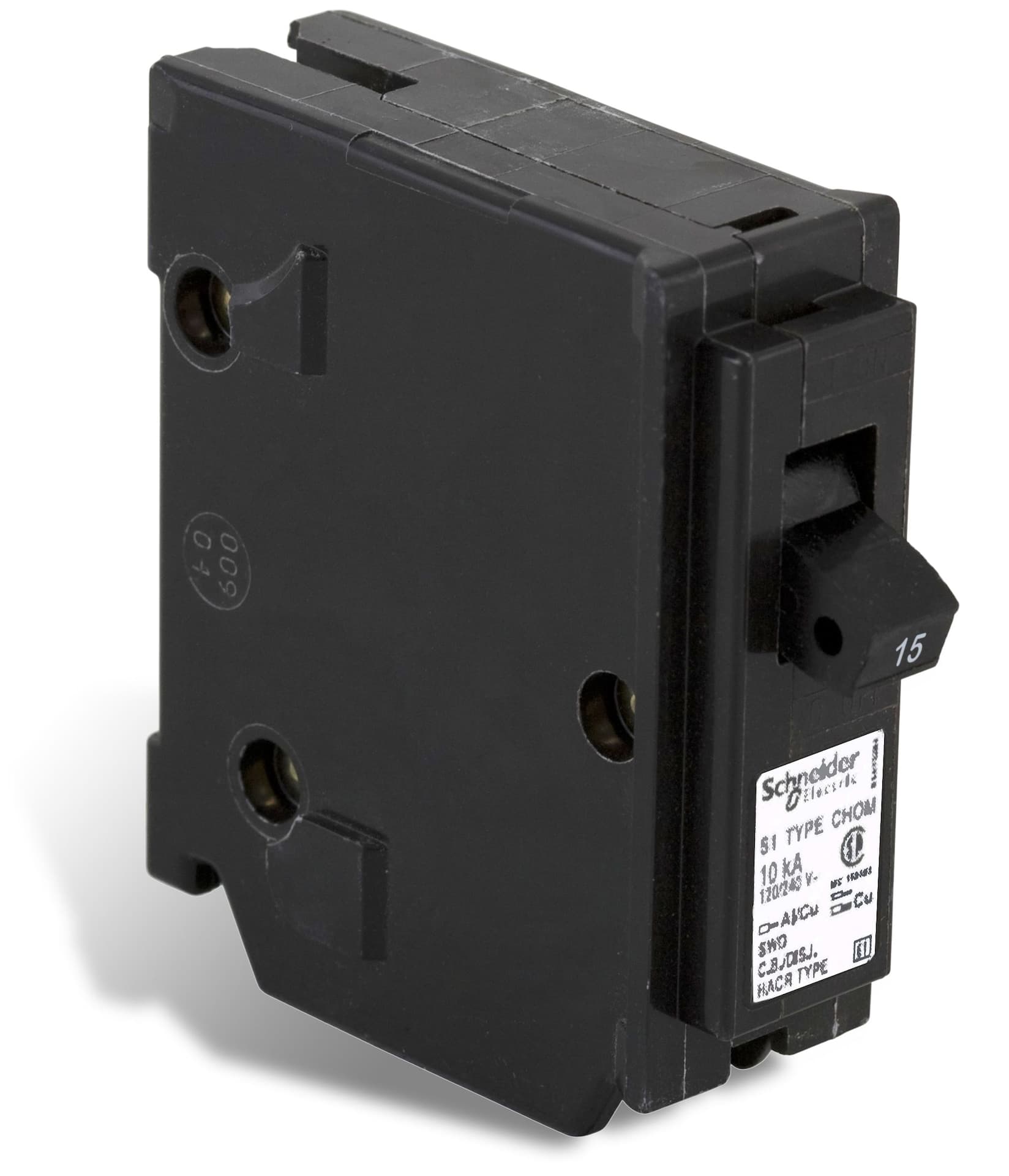 Homeline CHOM115CP Mini Plug-On Circuit Breaker, Black, 15A, 1 Pole