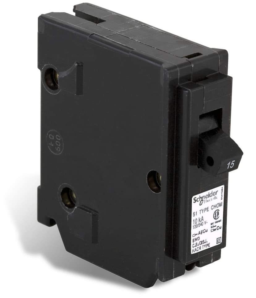 Homeline CHOM115CP Mini Plug-On Circuit Breaker, Black, 15A, 1 Pole