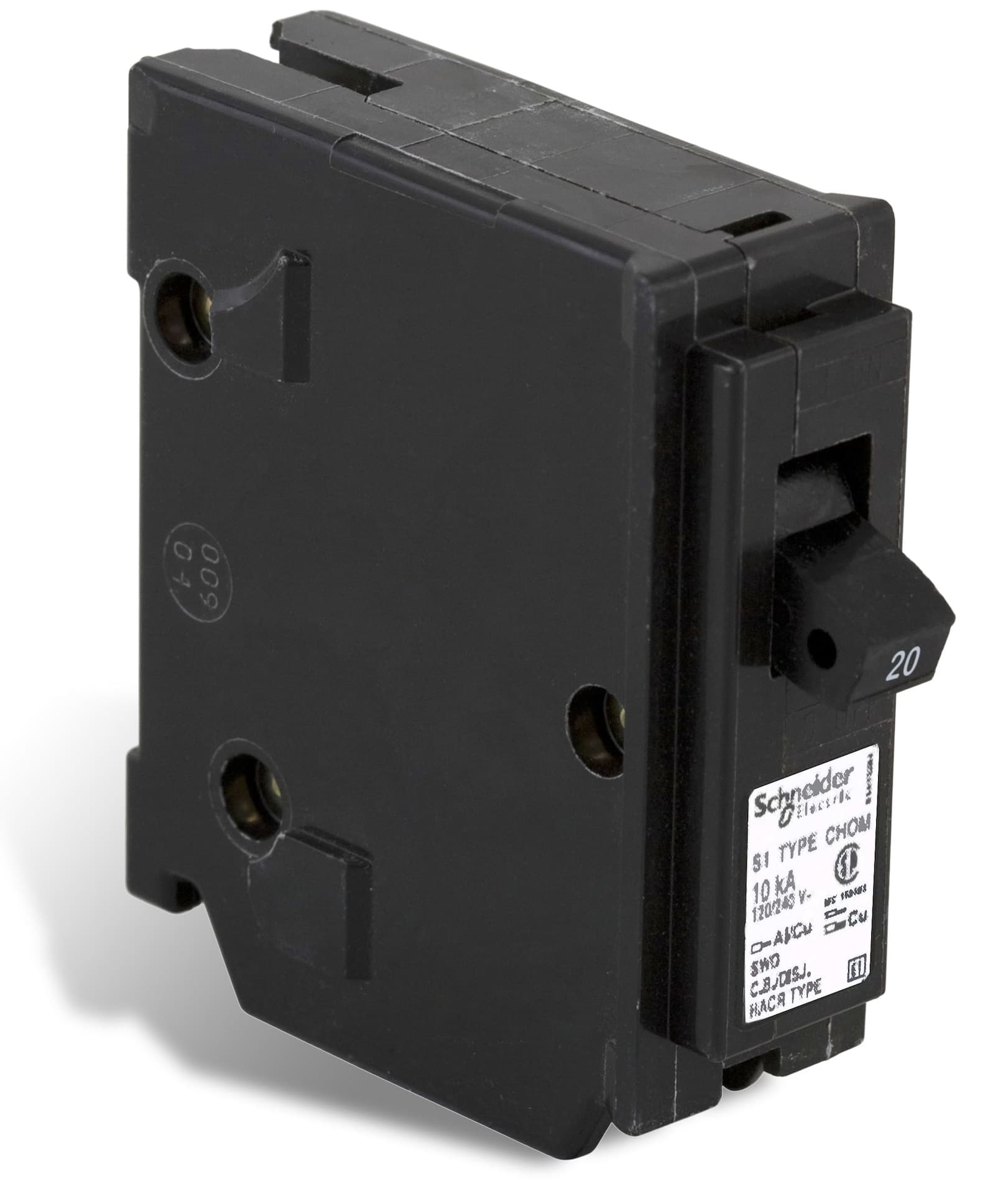 Homeline CHOM120CP Mini Plug-On Circuit Breaker, Black, 20A, 1 Pole