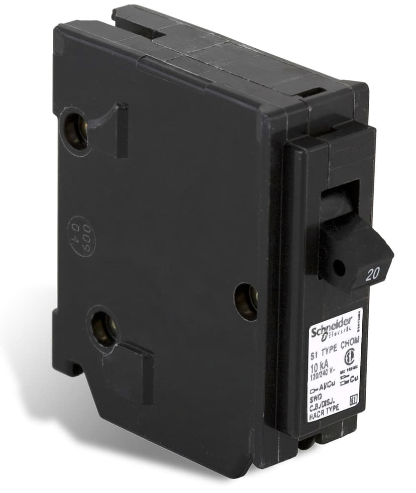 Homeline CHOM120CP Mini Plug-On Circuit Breaker, Black, 20A, 1 Pole