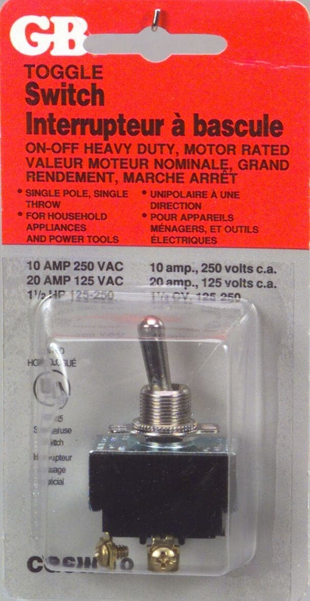GARDNER BENDER GSW-10 SPST On-Off Heavy Duty Toggle Switch, Single Pole, 1.5-hp
