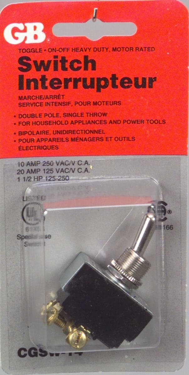 GARDNER BENDER GSW-14 On-Off Toggle Switch, Single Pole, 1.5-hp