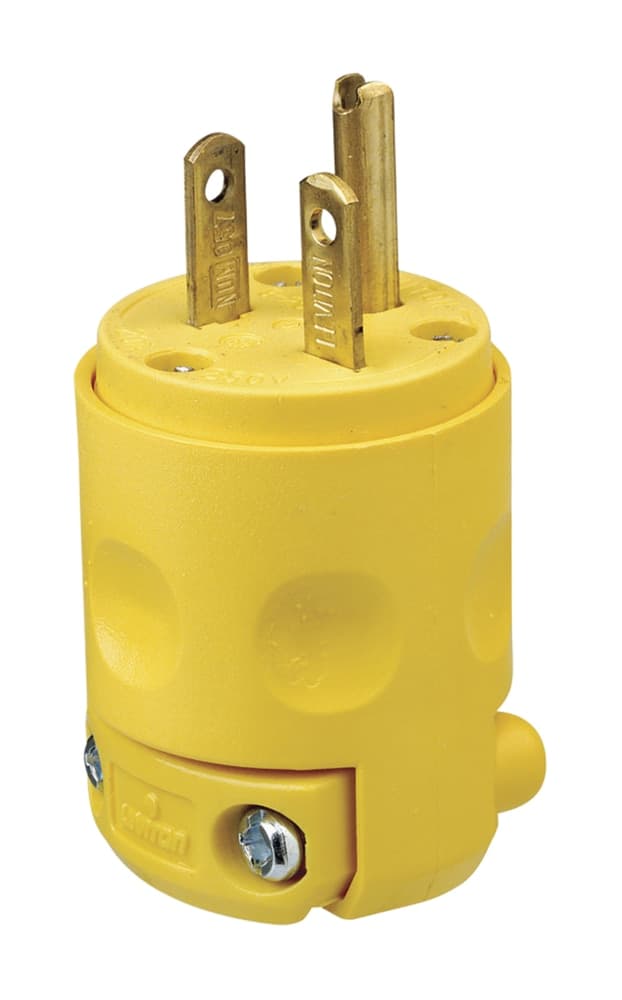 Leviton 620PV-735 NEMA 6-20P Standard Plug, 20 Amp, Grounding, Yellow