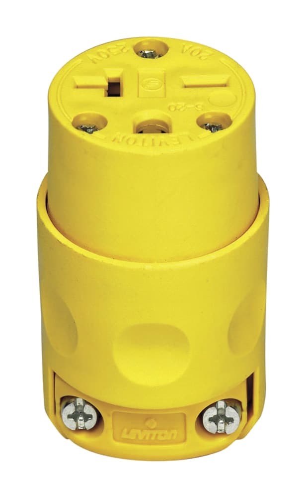 Leviton 620PV-735 NEMA 6-20R Standard Connector, 20 Amp, 250 Volt, Grounding, Yellow