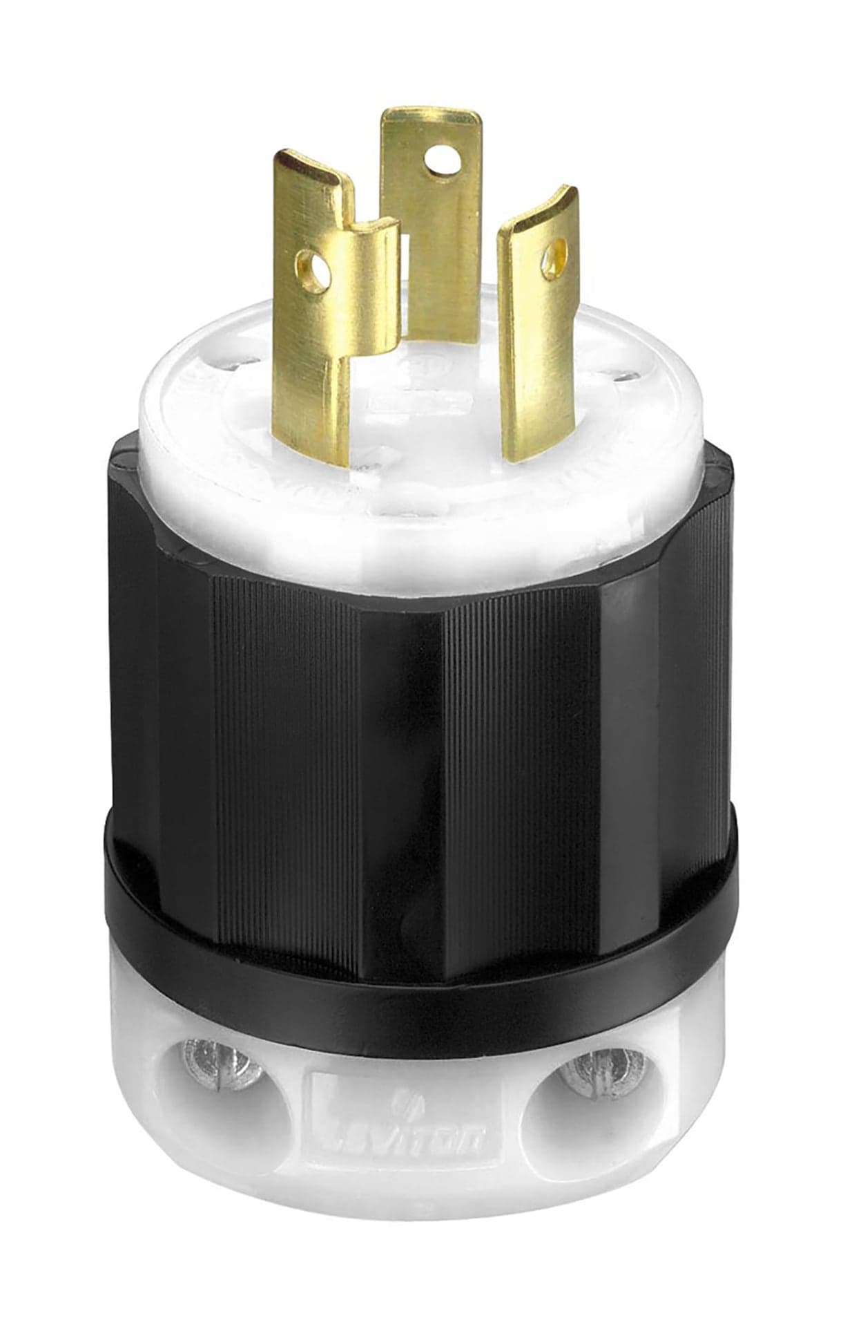Leviton 02621-750 Industrial Locking Plug, 30 Amp, 250 Volt, Grounding, Black/White