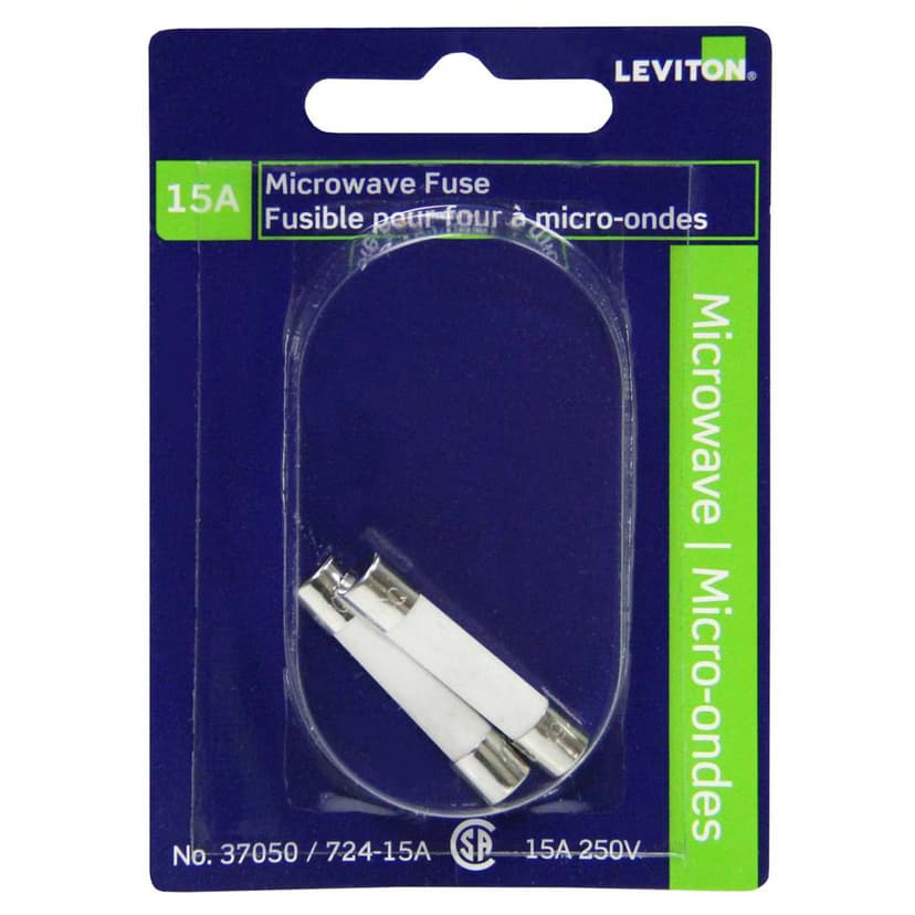 Leviton 37050-724 Electronic Ceramic Microwave Fuse, White, 15A, 250V, 2-pk