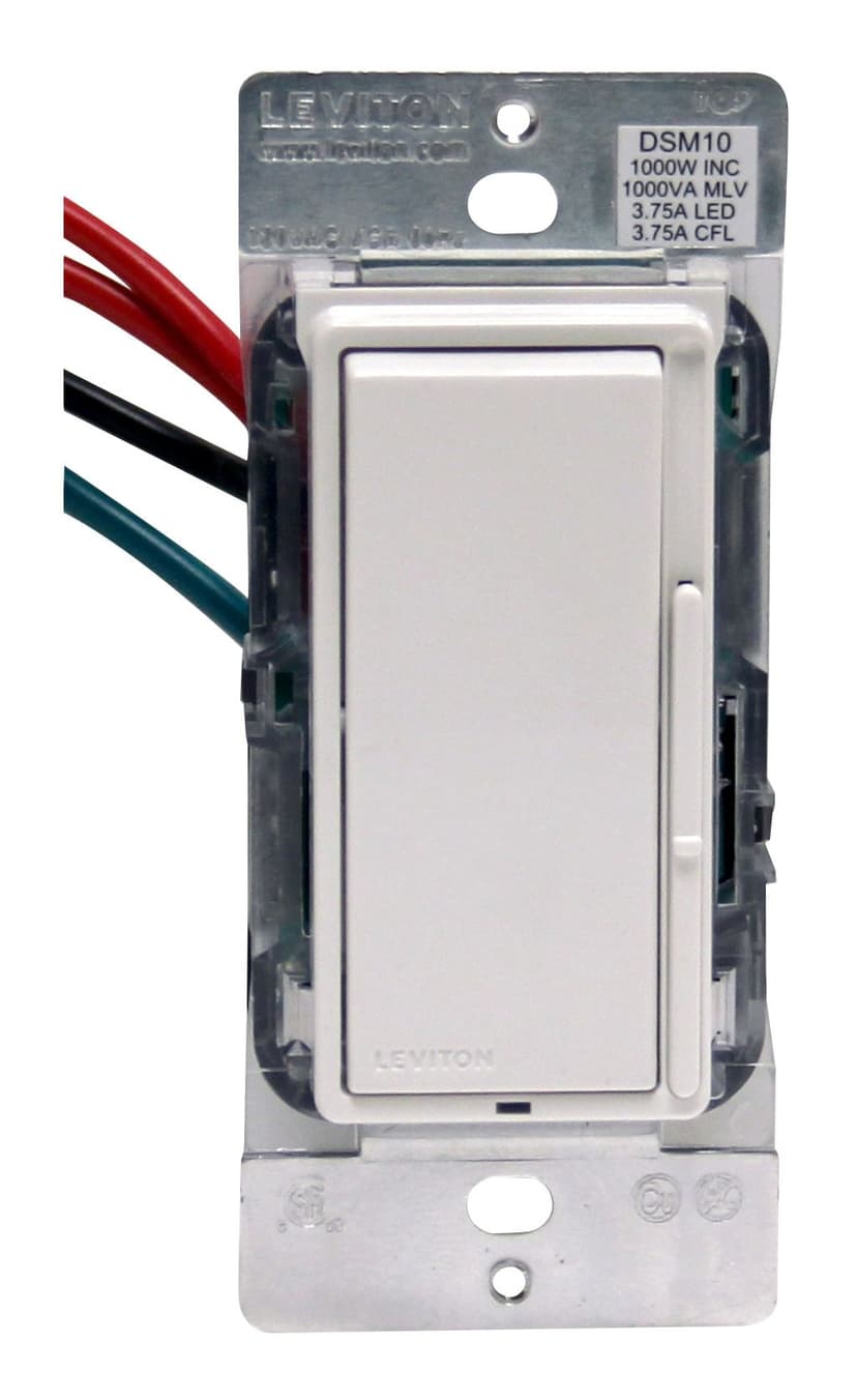 Leviton Decora Universal High Watt Rocker Dimmer, 450W LED, 1000W Incandescent/CFL, White (DSM10-752)