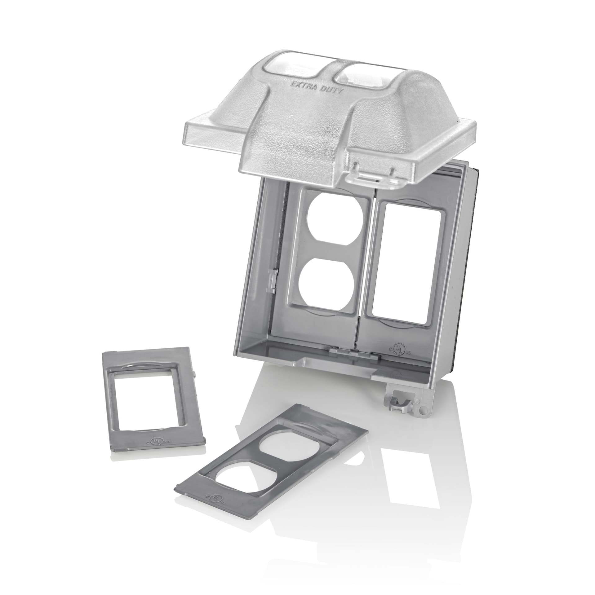 Leviton 05982-001 2 Gang In-Use Cover for GFCI/Decora Receptacles, Pre-mounted Heavy-Duty Gasket, 20A, 120V
