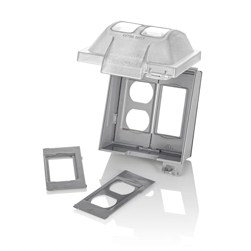 Leviton 05982-001 2 Gang In-Use Cover for GFCI/Decora Receptacles, Pre-mounted Heavy-Duty Gasket, 20A, 120V