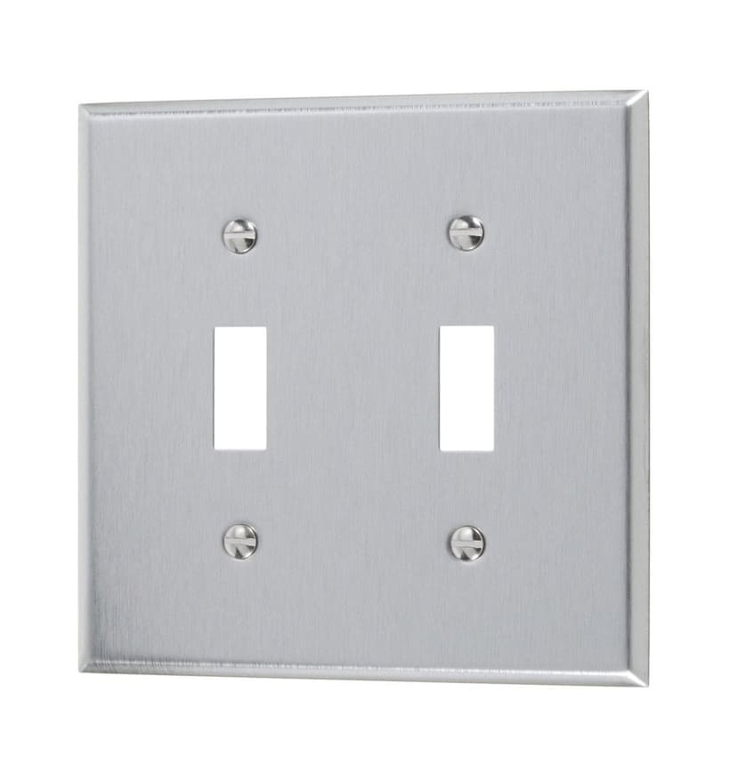 Toggle Style Switch Switch Wallplate, 2 Gang, Stainless Steel