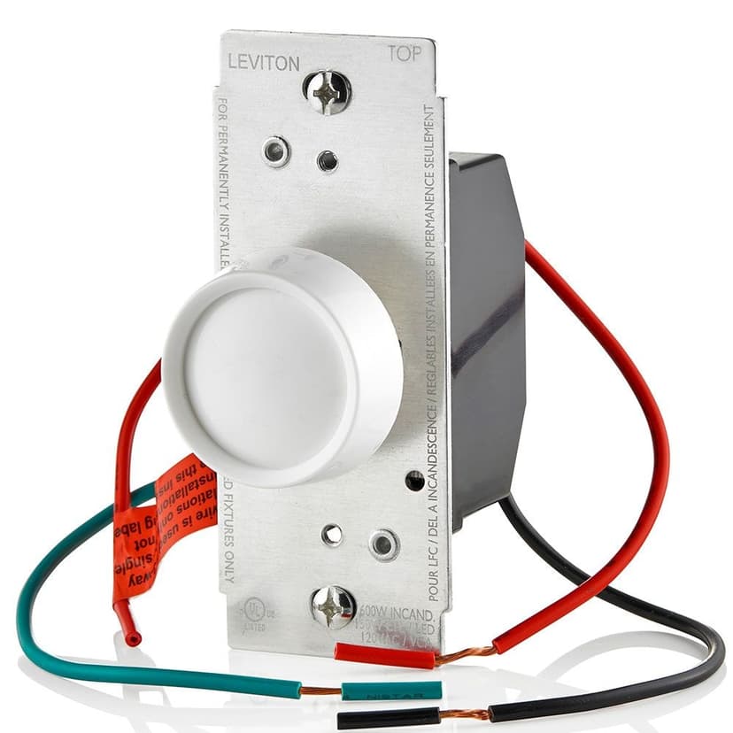 Leviton RDL06-742 Rotary Universal Dimmer Push ON/Push OFF, White