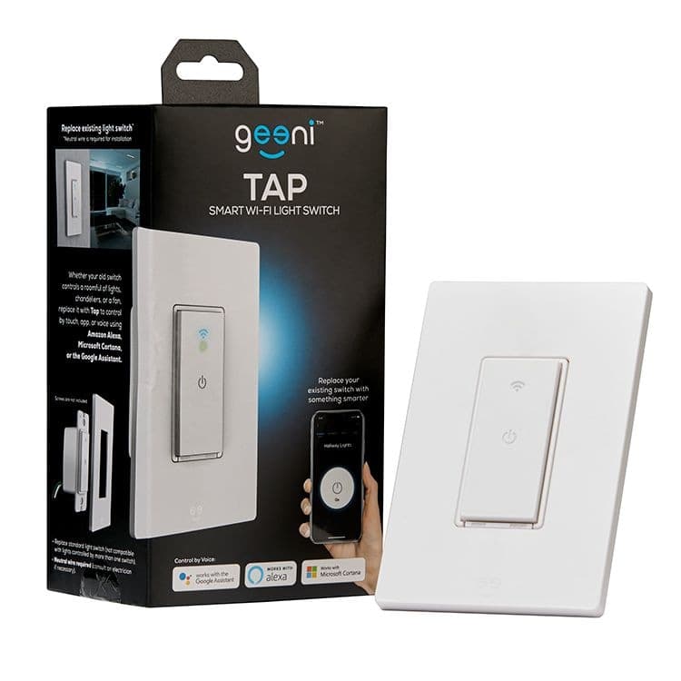 Geeni GNCWW107199 Wi-Fi Smart Light Switch, 15A, White, No Hub Required