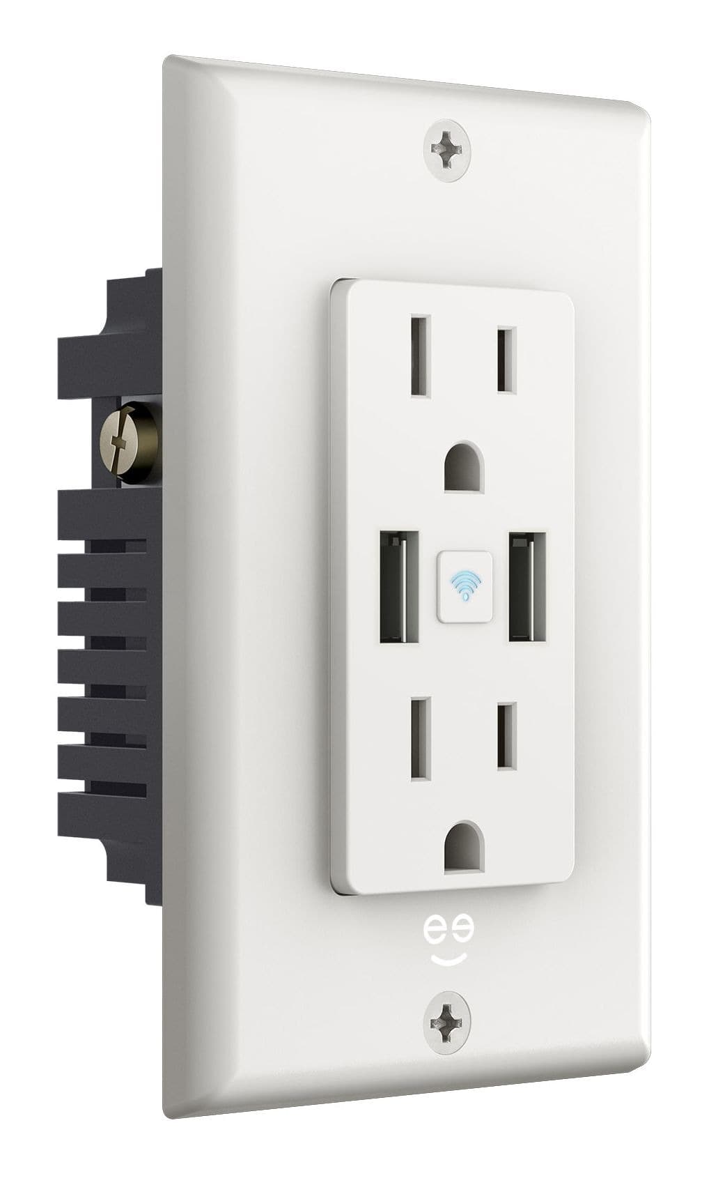 Geeni GNCWW116199 Wi-Fi Smart Wall Outlet, White, No Hub Required