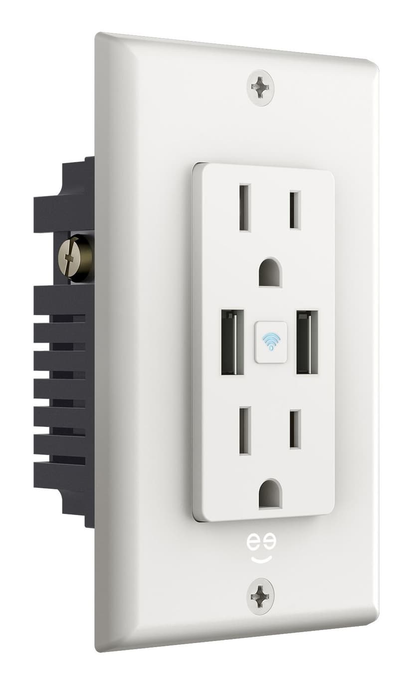 Geeni GNCWW116199 Wi-Fi Smart Wall Outlet, White, No Hub Required