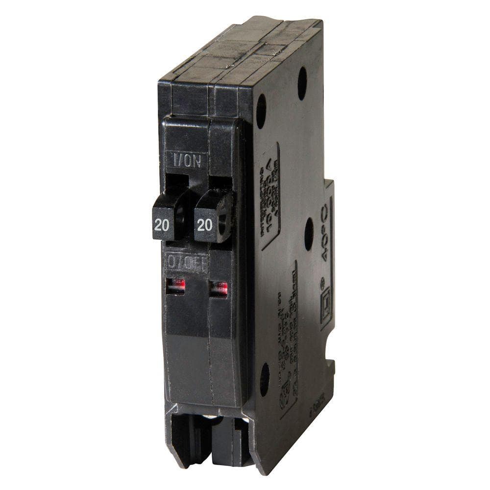 Square D QO2020CP QO Tandem Circuit Breaker, Black, 20A, 120V, 1 Pole