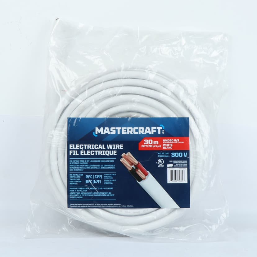NMD90 Electrical Wire, 8/3, White, 98.4-ft