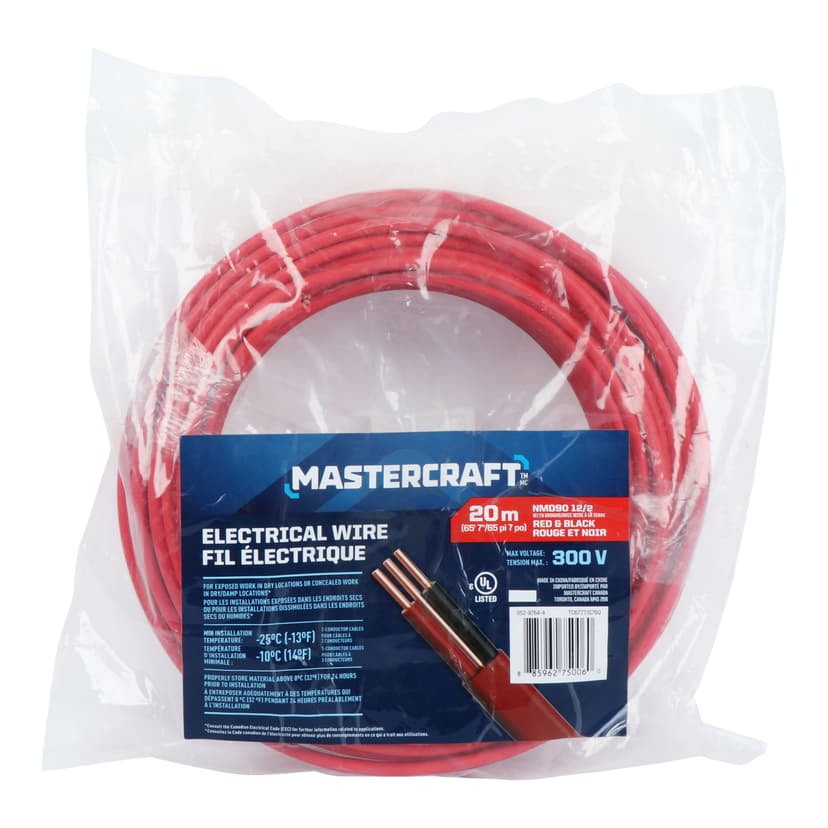 NMD90 Building Wire, 12/2, Red, 65.6-ft