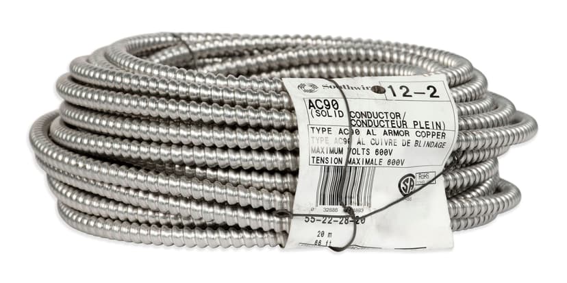 Southwire 55222820 AC90 Armored Wire, 12-2, 65.6-ft