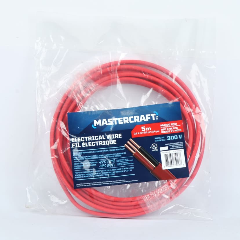 NMD90 Copper Wire Electrical Cable, 12-2, Red, 16.4-ft