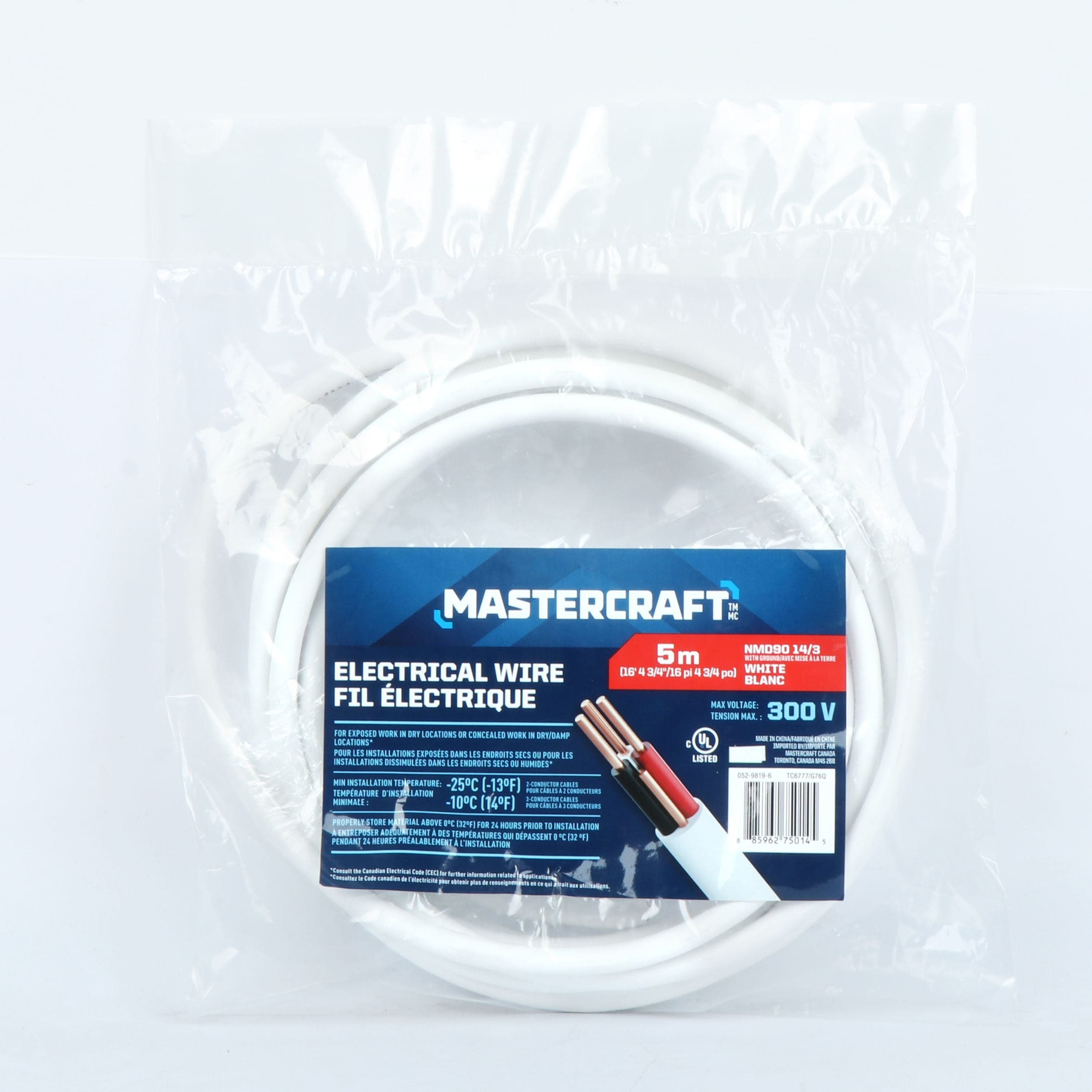 NMD90 Copper Wire Electrical Cable, 14-4, White, 16.4-ft