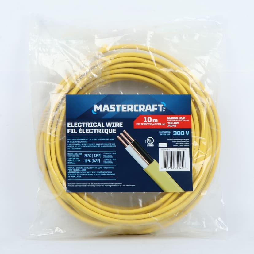 NMD9 12/2 Electrical Wire, Yellow, 10-m