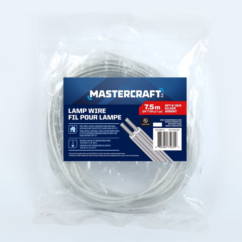 SPT-2 Lamp Cord, 18-2, Silver, 24.6-ft