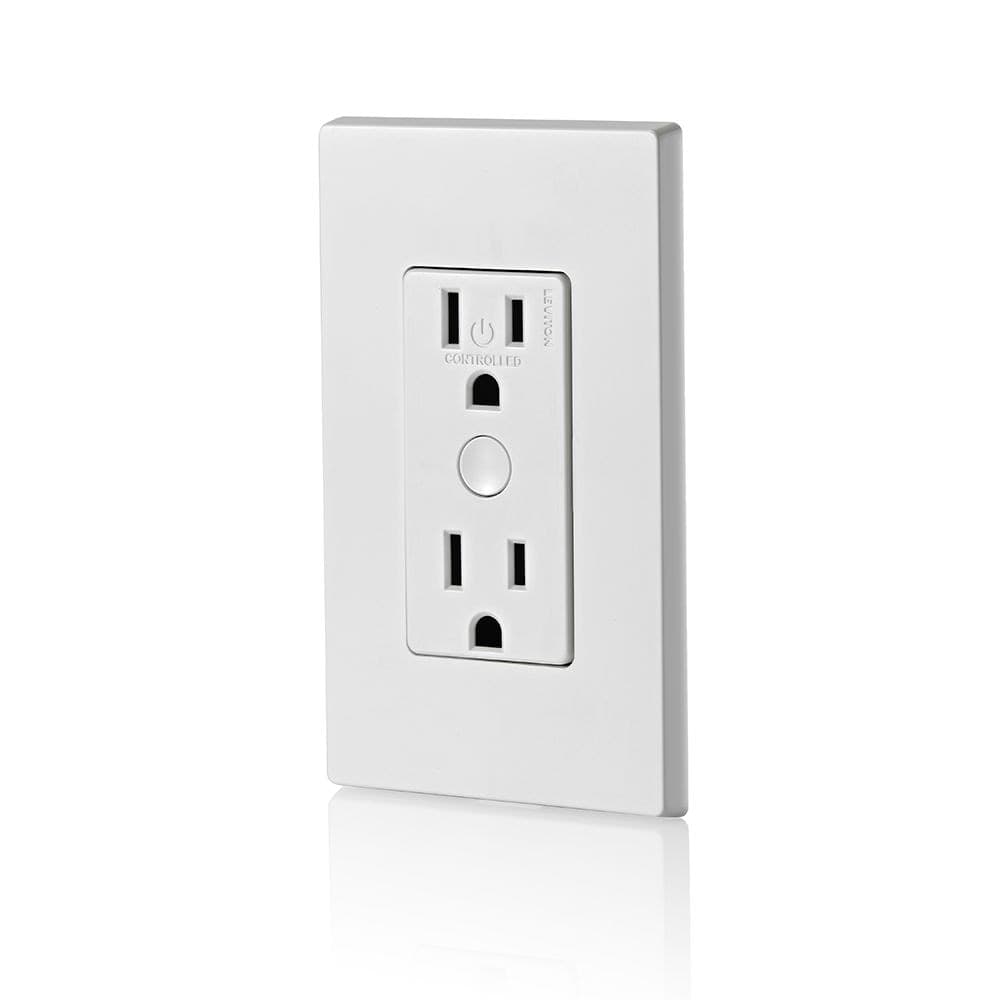 Leviton D215R-742 Decora Smart Wi-Fi Tamper-Resistant Outlet, 15A, 120V, 2nd Gen, White, No Hub Required