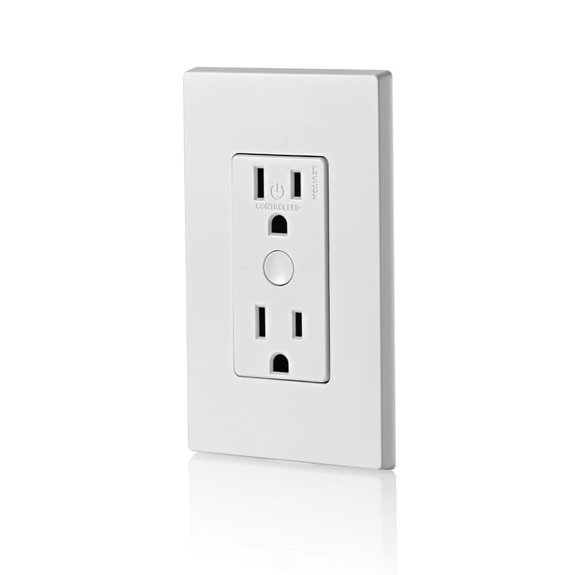 Leviton D215R-742 Decora Smart Wi-Fi Tamper-Resistant Outlet, 15A, 120V, 2nd Gen, White, No Hub Required
