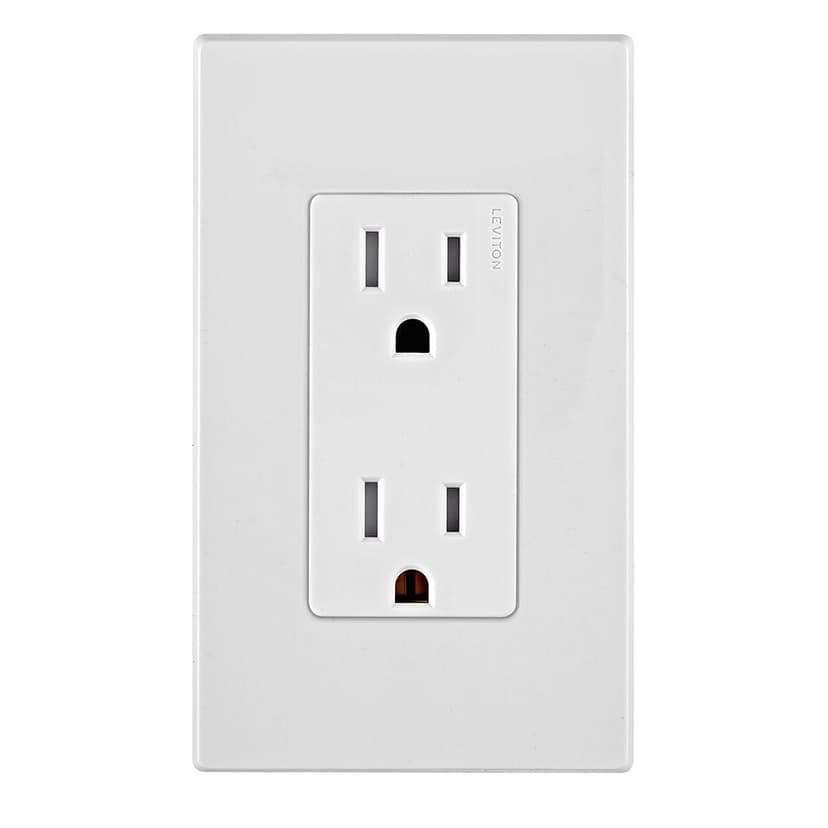 Leviton Decora Edge 15A 125V Receptacle, White, 10-pk