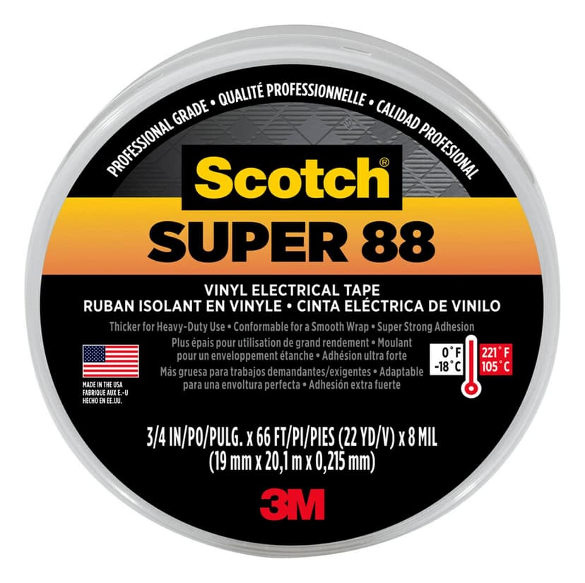 Scotch Super 88 3M Black Electrical Tape, 66-ft x 3/4-in