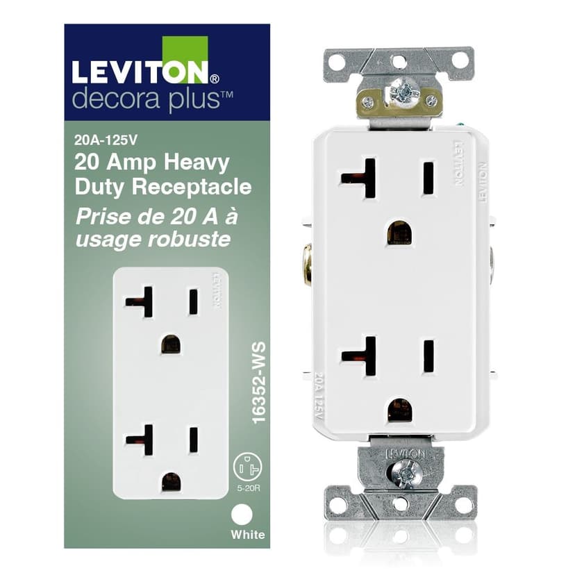 Leviton Decora Commercial Receptacle, 20A
