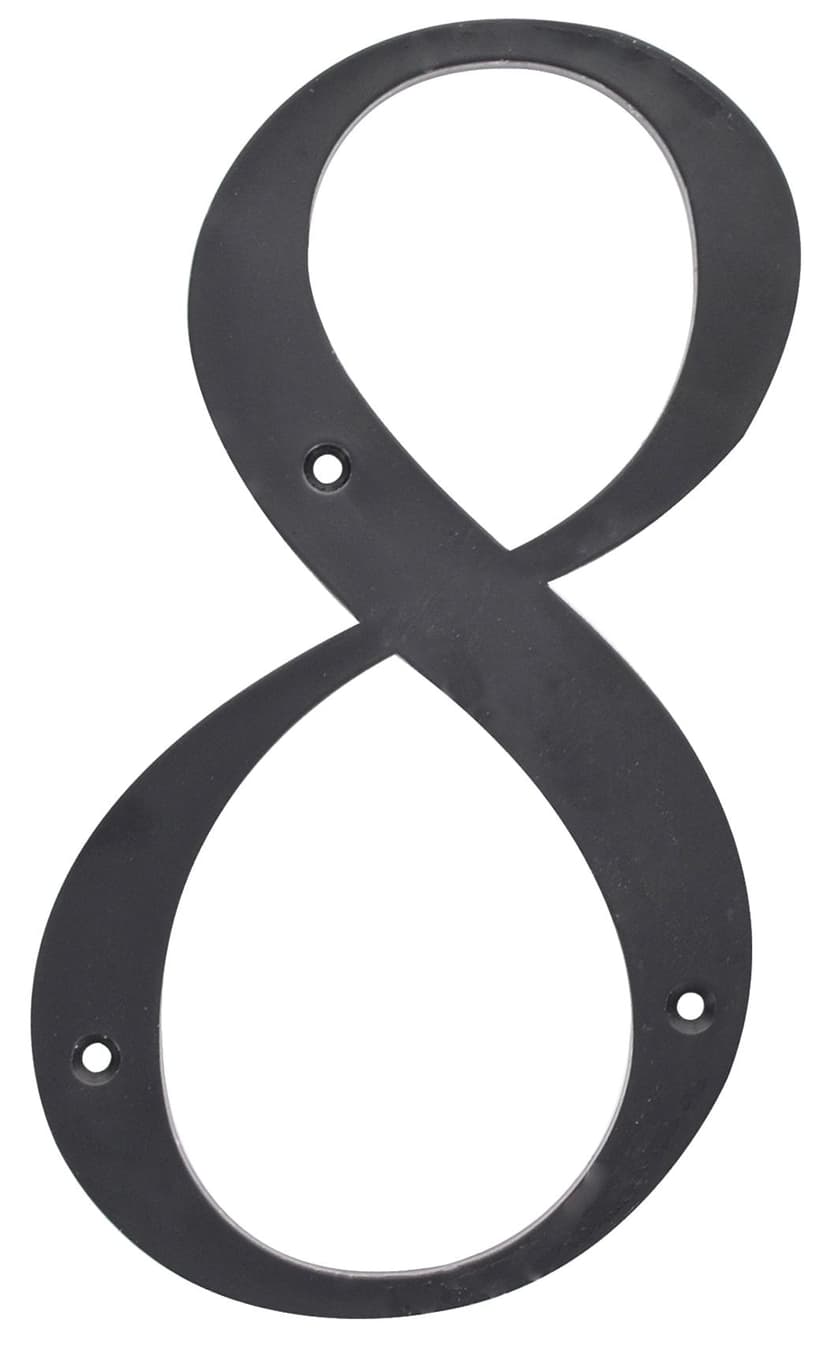 Hillman Black Plastic House Number, Number 8, 6-in