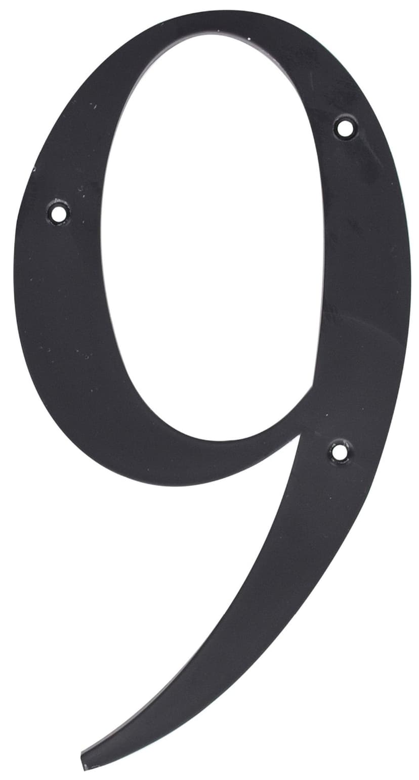 Hillman Black Plastic House Number, Number 9, 6-in