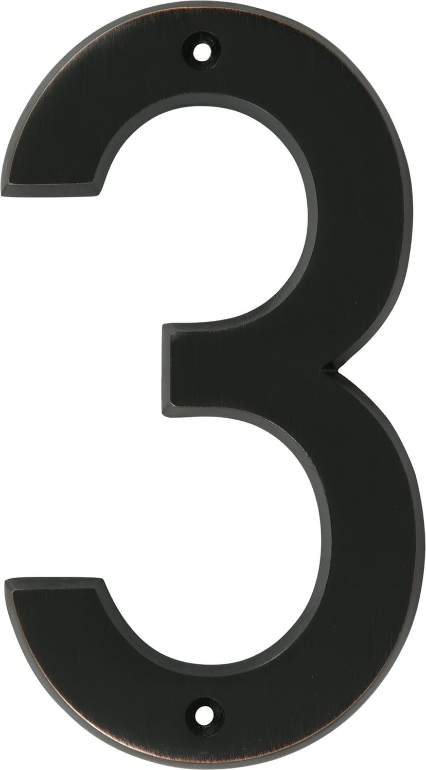 Hillman Black Metal House Number, Bold Font, Number 3, 6-in