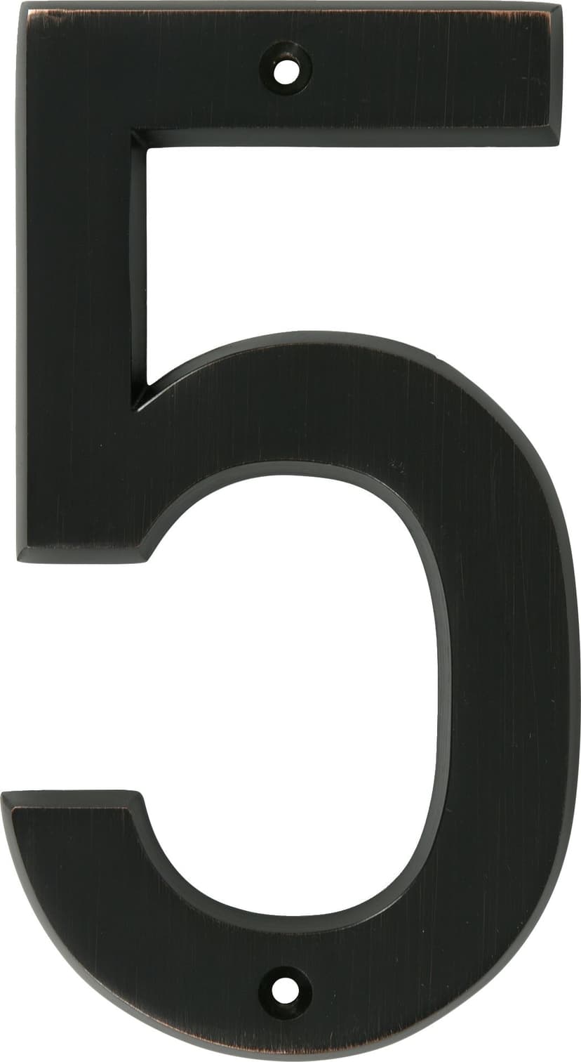 Hillman Black Metal House Number, Bold Font, Number 5, 6-in