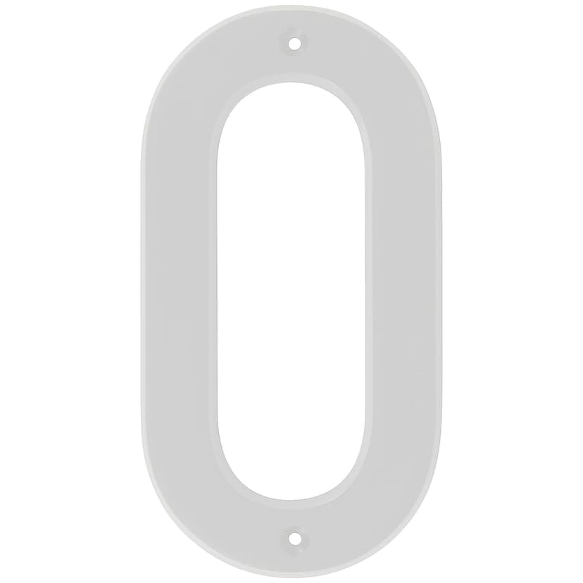 Hillman White Metal House Number, Bold Font, Number 0, 6-in