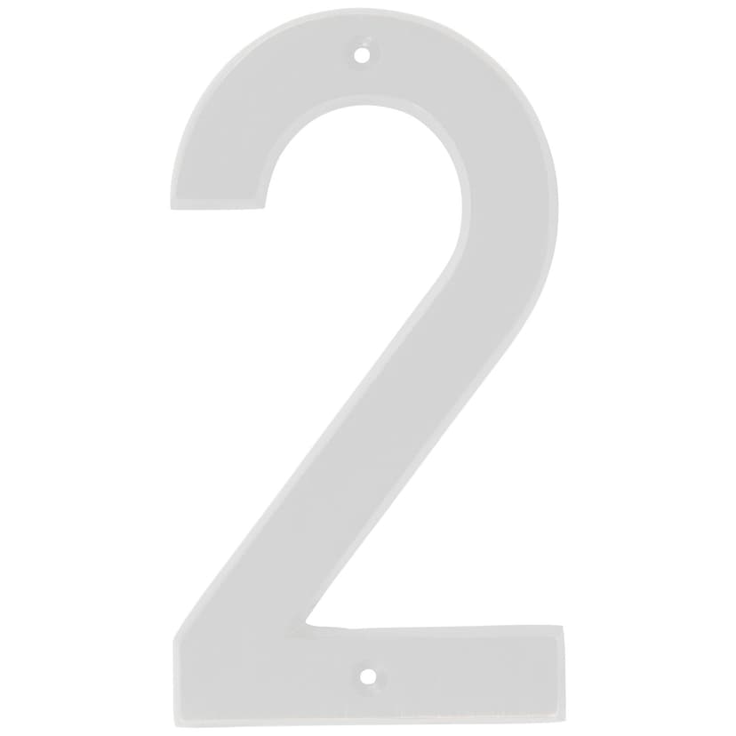Hillman White Metal House Number, Bold Font, Number 2, 6-in