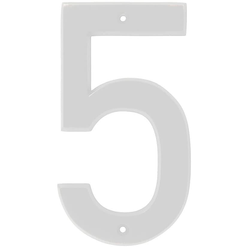 Hillman White Metal House Number, Bold Font, Number 5, 6-in