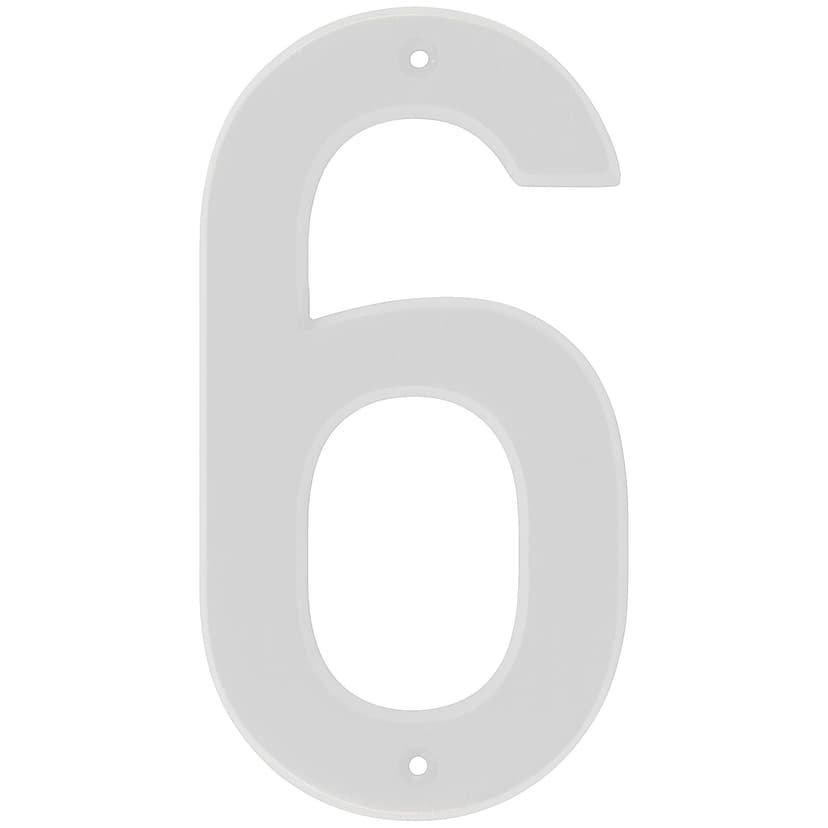 Hillman White Metal House Number, Bold Font, Number 6, 6-in