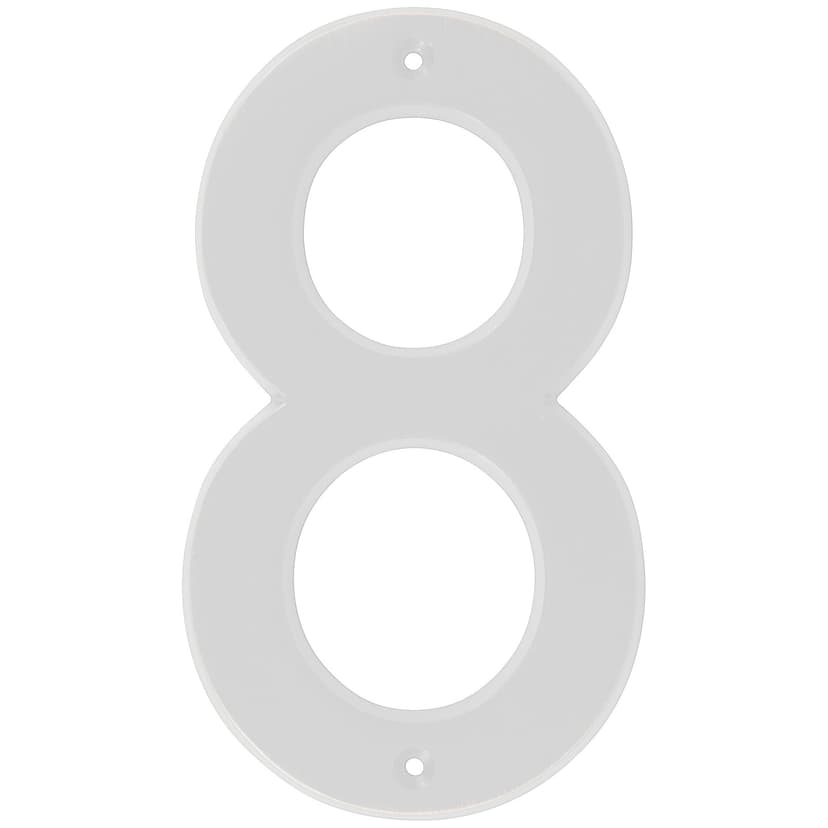 Hillman White Metal House Number, Bold Font, Number 8, 6-in