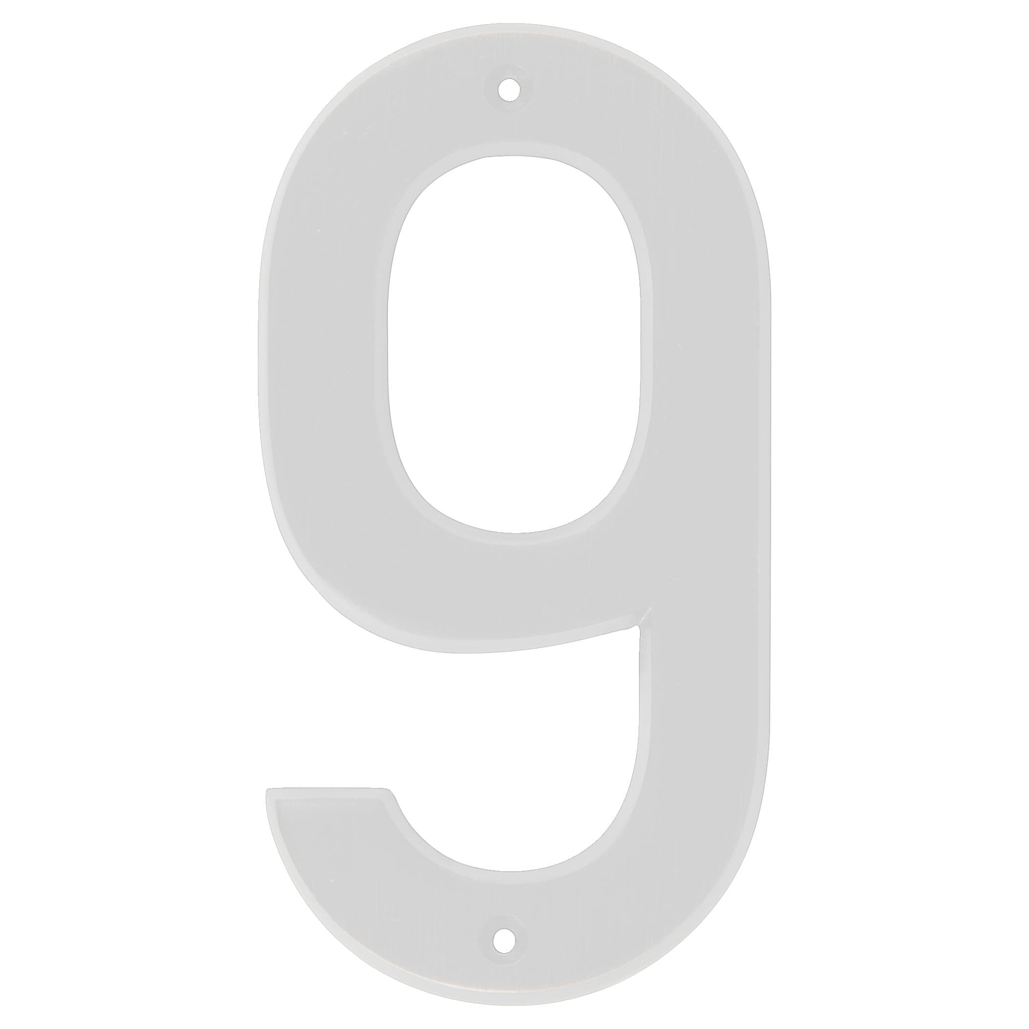 Hillman White Metal House Number, Bold Font, Number 9, 6-in