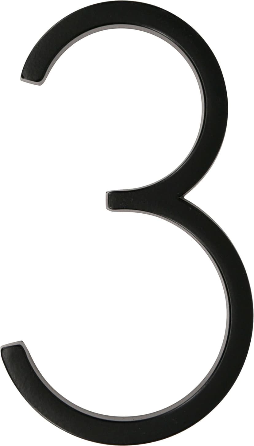 Hillman Black Metal Floating House Number, Number 3, 6-in