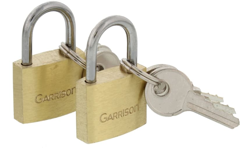 Garrison 19mm-Wide Keyed Padlock, Brass, 2-pk
