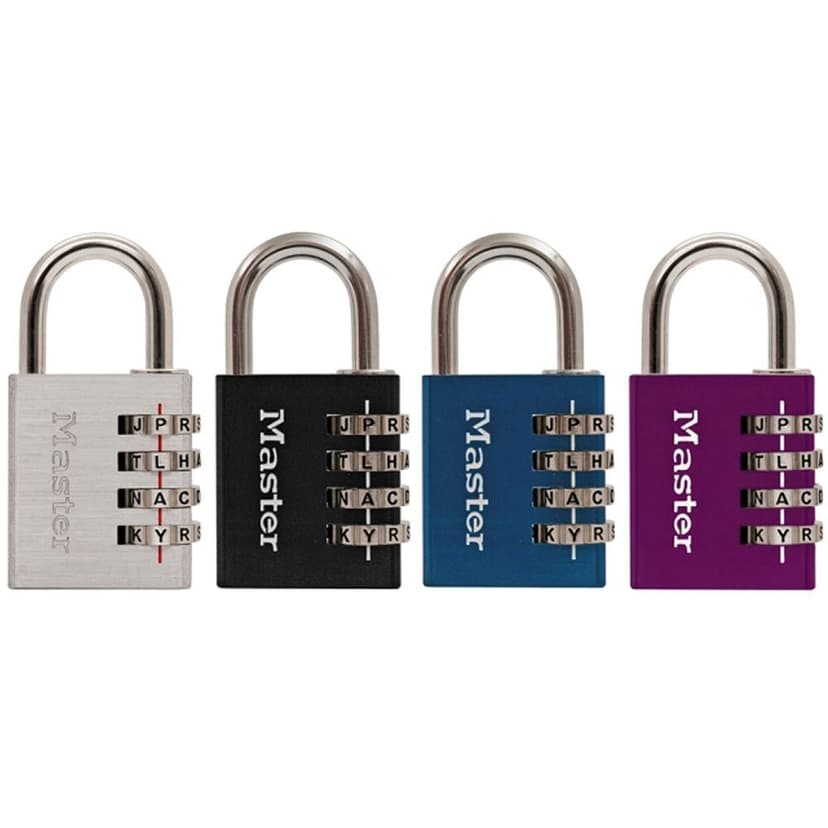 Master Lock 40mm-Wide Resettable Text-Combination 4-Dial Padlock, Silver