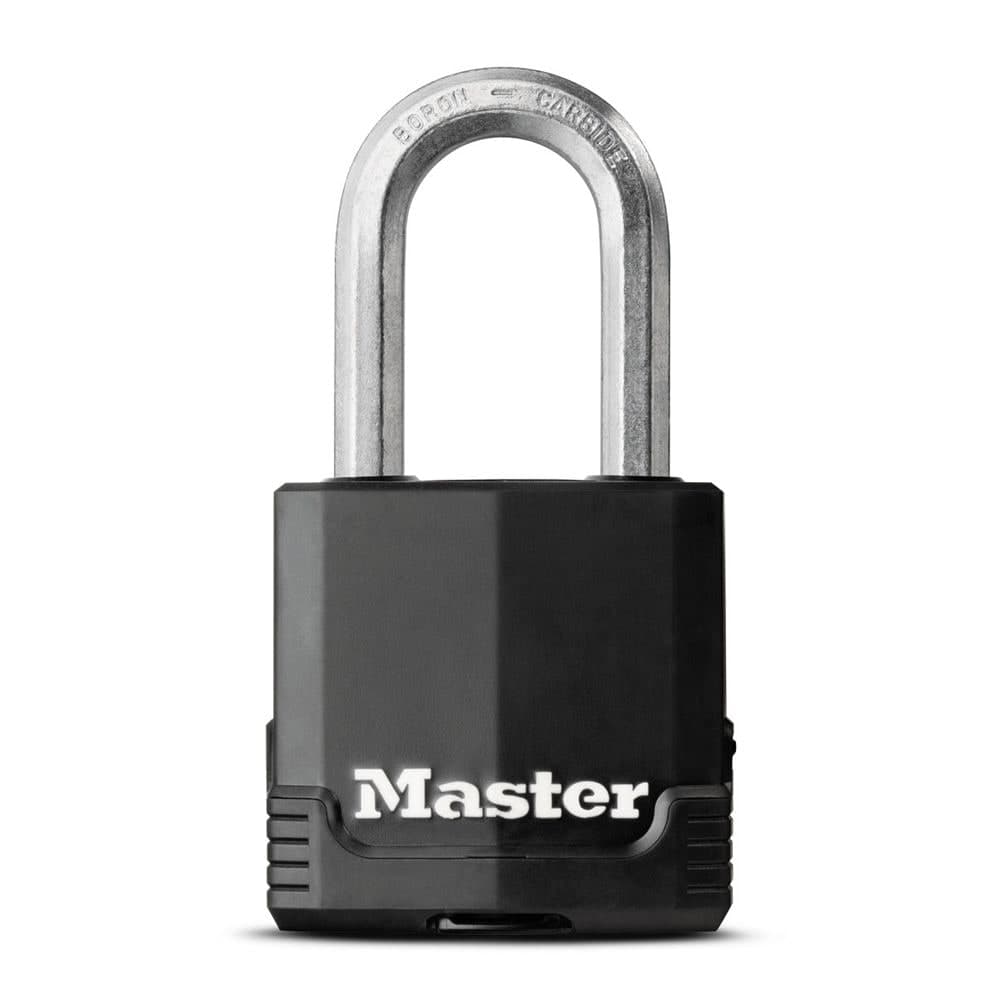 Master Lock 48mm-Wide Laminated Magnum Steel Keyed Padlock with 38mm Shackles, Black