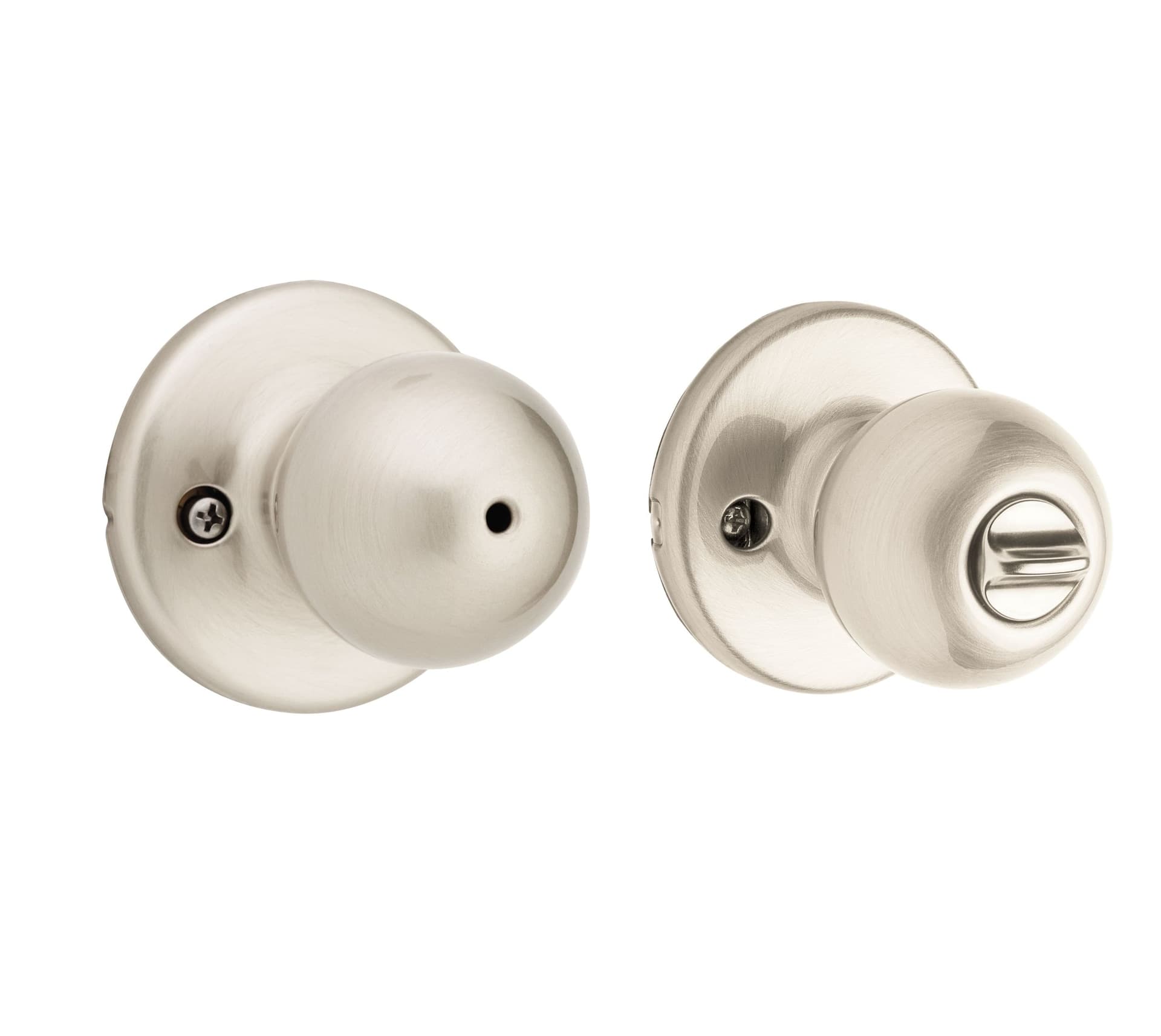 Weiser Yukon Privacy Locking Door Knob for Bedroom and Bathroom Doors, Satin Nickel