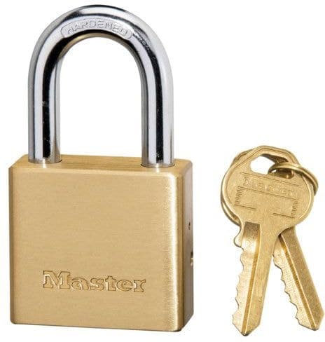 Master Lock 38mm-Wide Solid Body Keyed Padlock with 24mm Shackles, Brass