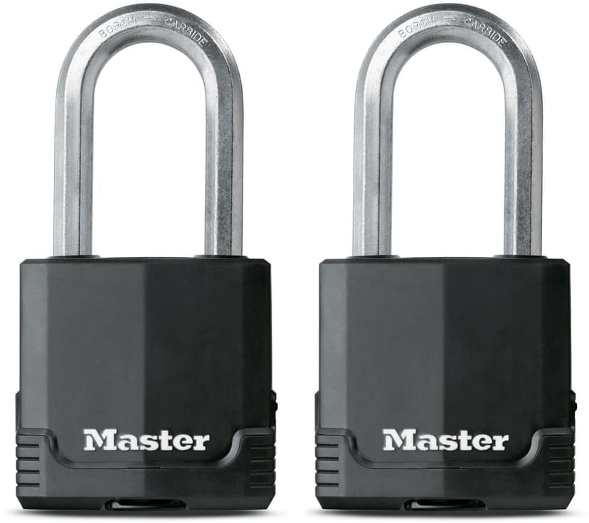 Master Lock 54 mm Wide Laminated Magnum Covered Steel Keyed Padlocks with 51 mm Shackles, Black, 2-pk