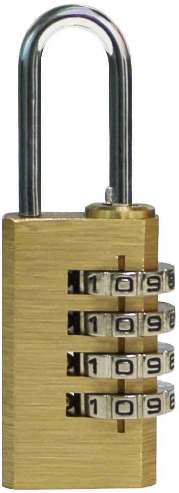Garrison Resettable Numeric-Combination 4-Dial Solid Body Padlock, Brass